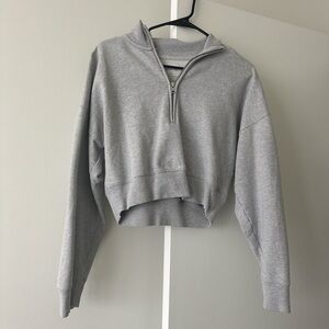 Wilfred Light Gray Cropped Quarter-Zip